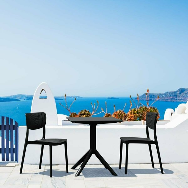 Book Publishing Co Lucy Outdoor Bistro Set with 24 in. Table Top  Black - 3 Piece GR2844136